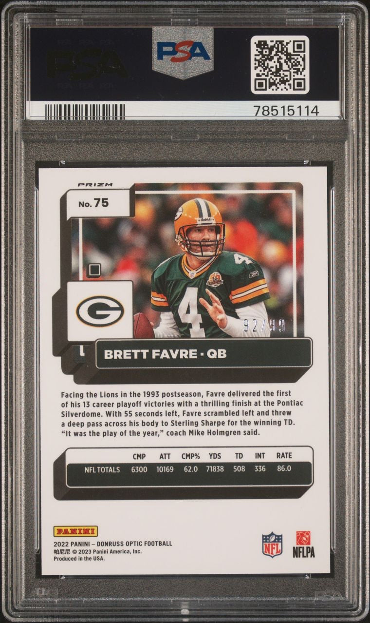 2022 Panini Optic Brett Favre Red /99 PSA 10