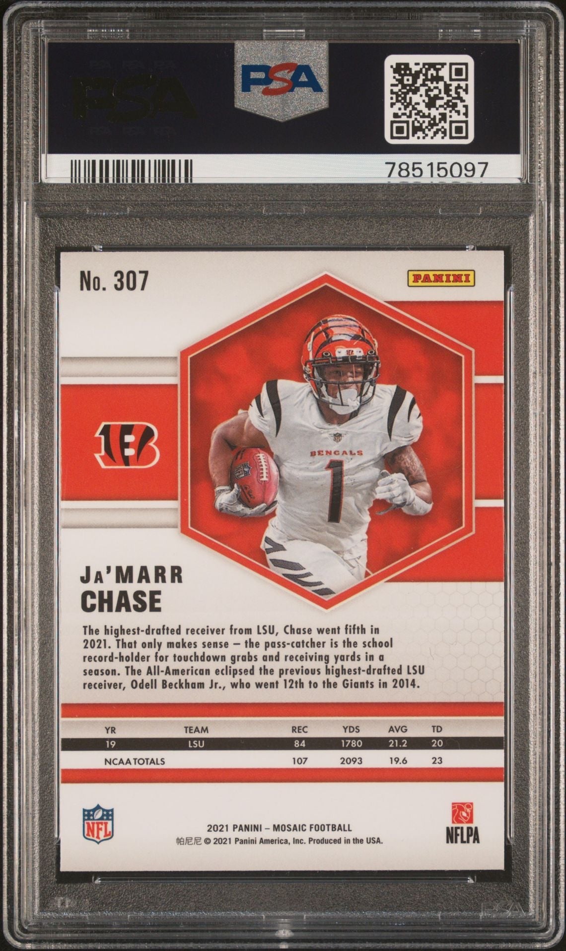 2021 Panini Mosaic Ja’Marr Chase RC PSA 10