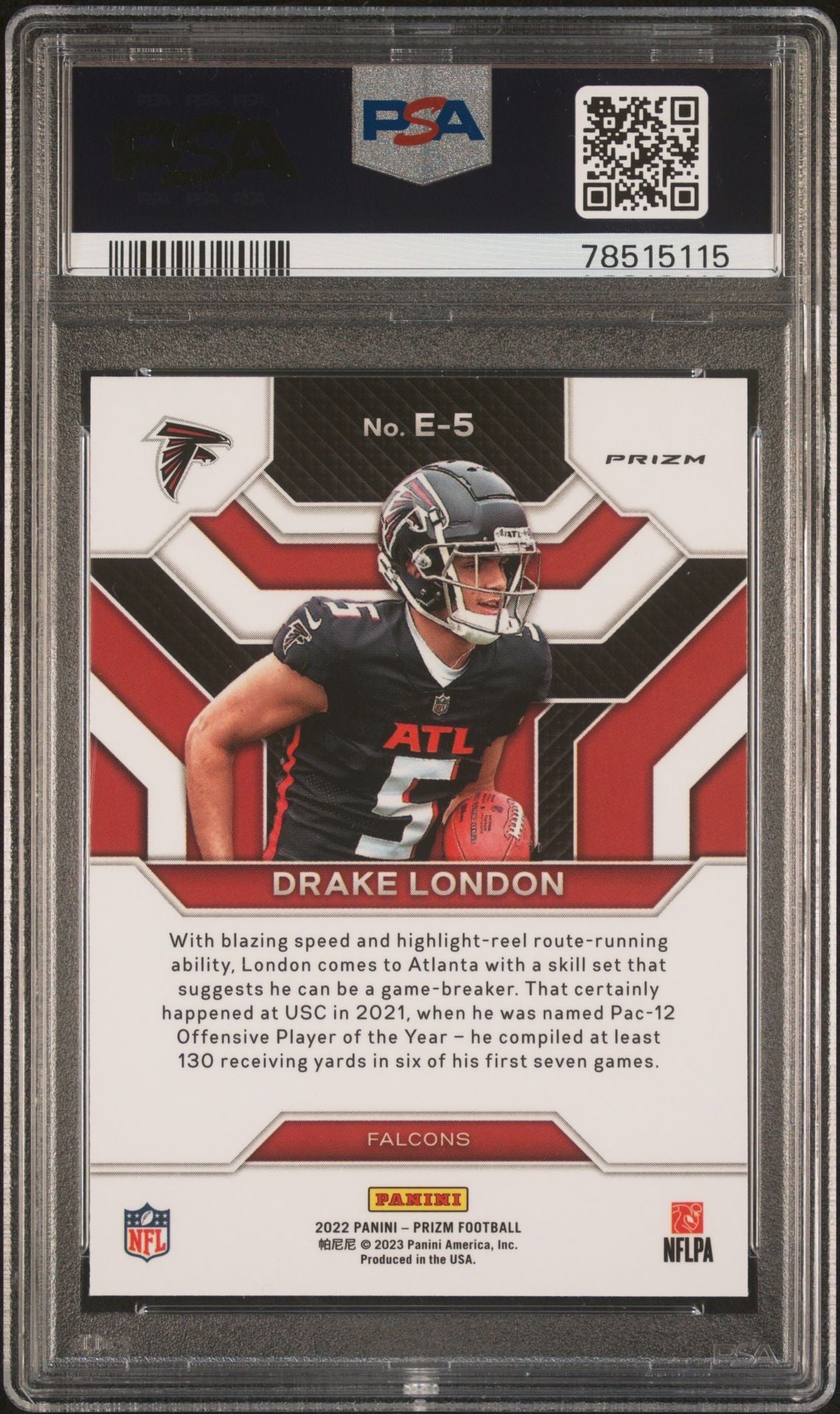 2022 Panini Prizm Silver Emergent Drake London RC PSA 10