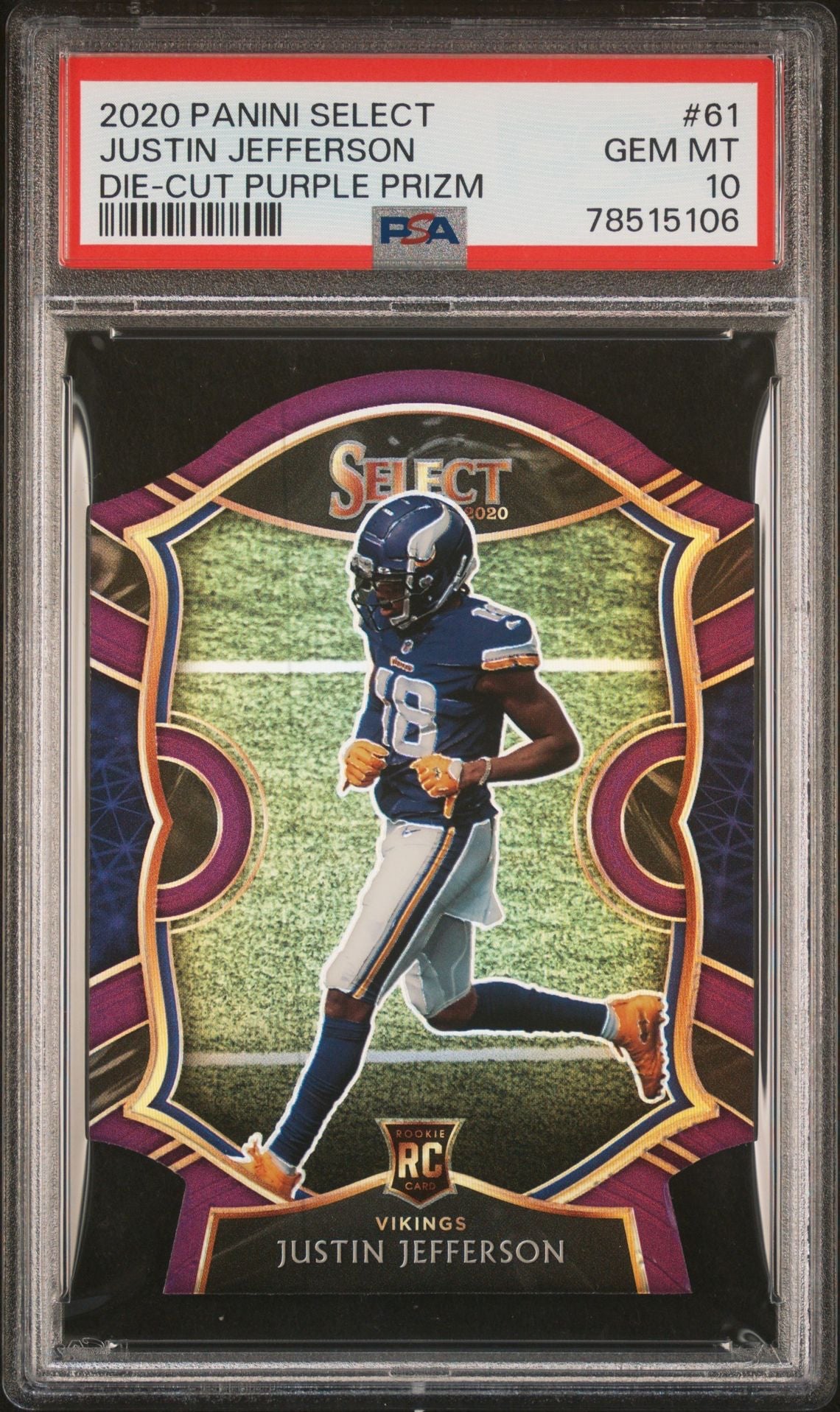 2020 Panini Select Purple Die Cut Justin Jefferson RC PSA 10