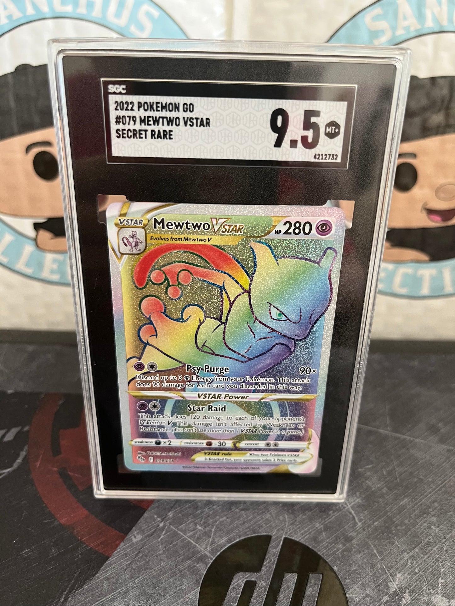 2022 Pokémon Go Rainbow Mewtwo Vstar SGC 9.5